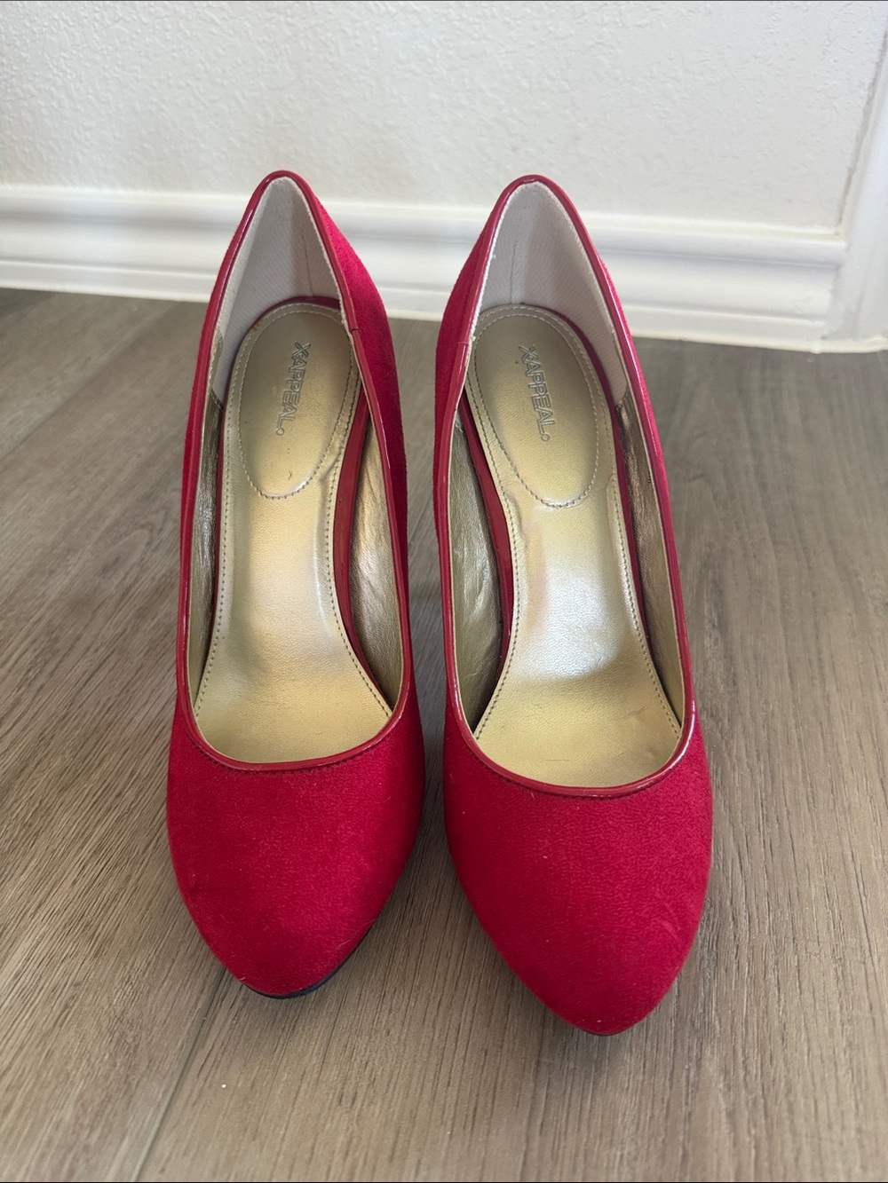 Xappeal Red Suede Pointed-Toe Pumps